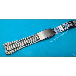 Rare 70's BELMONTE Sliding clasp band Ssteel Watch Sport Bracelet Zenith, Longines, Heuer, 15mm ends