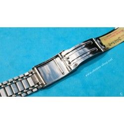 Rare 70's BELMONTE Sliding clasp band Ssteel Watch Sport Bracelet Zenith, Longines, Heuer, 15mm ends