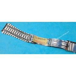 Rare 70's BELMONTE Sliding clasp band Ssteel Watch Sport Bracelet Zenith, Longines, Heuer, 15mm ends
