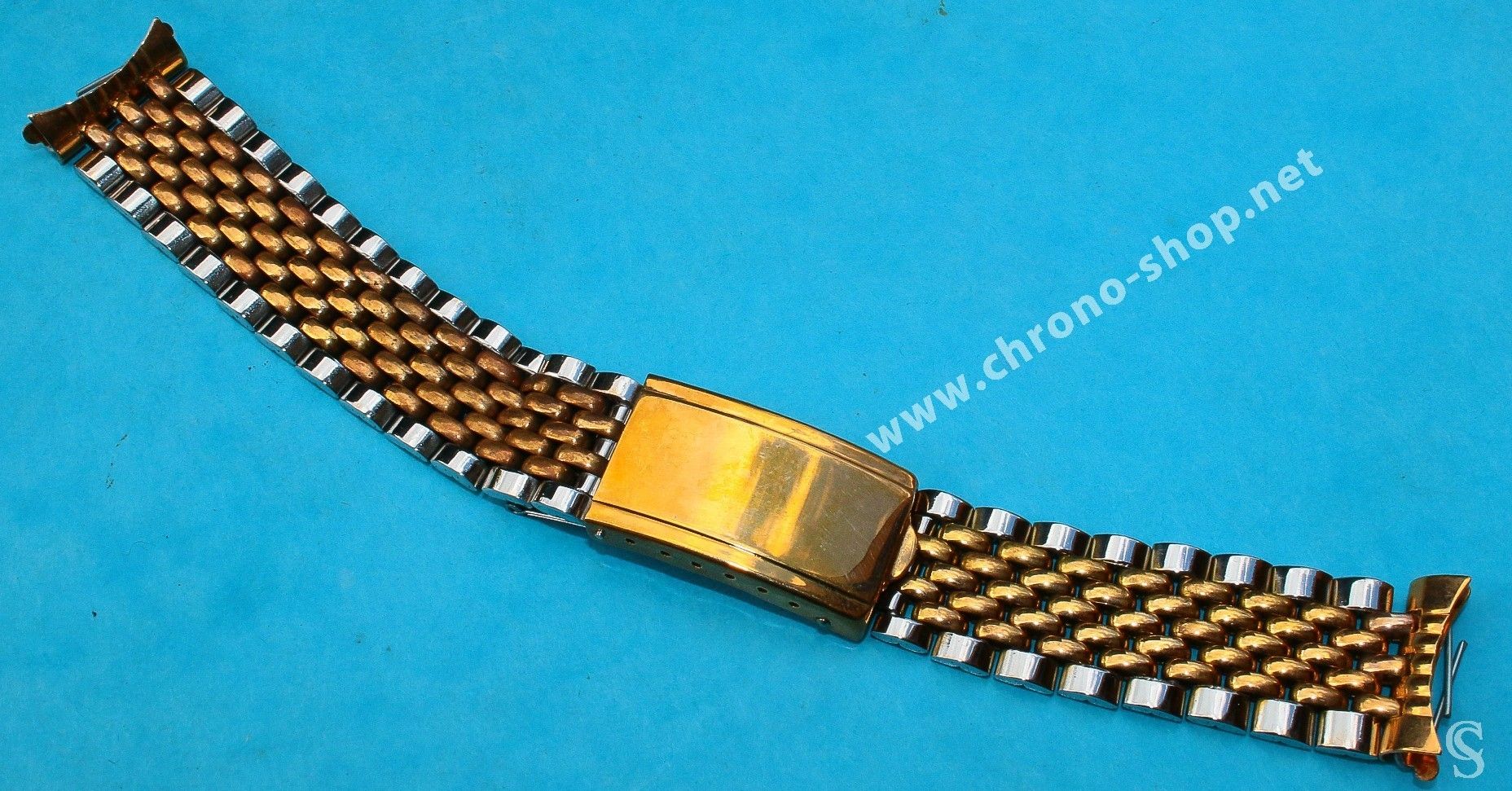 Vintage & Collectible Tutone watch bracelet Beads of Rice 18mm straight  ends 60-70s Omega, Rolex, Breitling, Heuer
