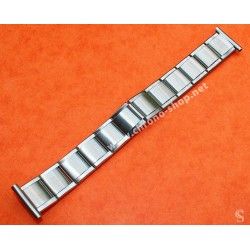 HC55 Swiss Made Rare 70's Expandable band Ssteel Watch Sport Bracelet Zenith, Longines, Heuer, 18mm ends