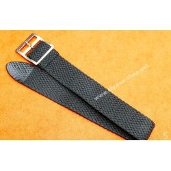 Vintage 70's Watch NOS Braided TROPICAL NATO Nylon Exotic Watch Strap - Black -18mm