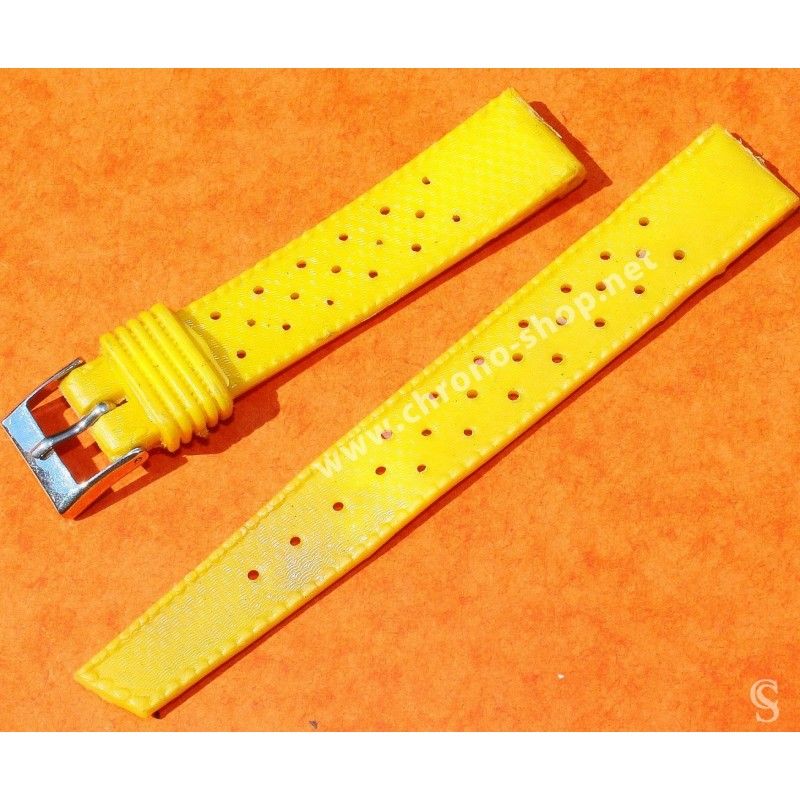 Vintage Yellow Watch 70's 16mm ALASKA Tropic SUB Dive Strap New Old Stock Watch Band nos