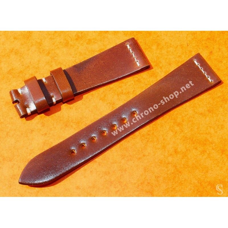 ★☆☆ BRACELET MONTRES COW BOY HORWEEN SHELL CUIR CORDOVAN ULTRA FIN 20mm COULEUR BRUN ★☆☆