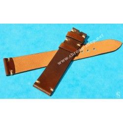 ★☆☆ BRACELET MONTRES COW BOY HORWEEN SHELL CUIR CORDOVAN ULTRA FIN 20mm COULEUR CAFÉ ★☆☆