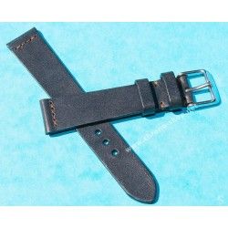 VINTAGE STYLE SOFT LEATHER BLACK CARBONIC COLOR WATCHES STRAP 20mm LUGS