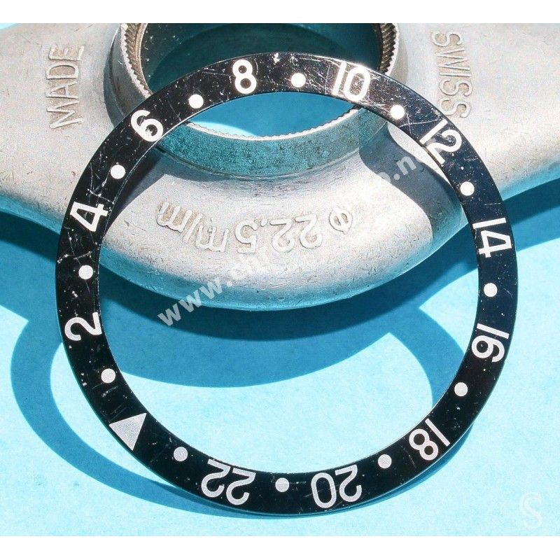 Rolex GMT Master All Black watch Black color S/S 16700, 16710, 16760 Bezel 24H Insert Part FAT FONT