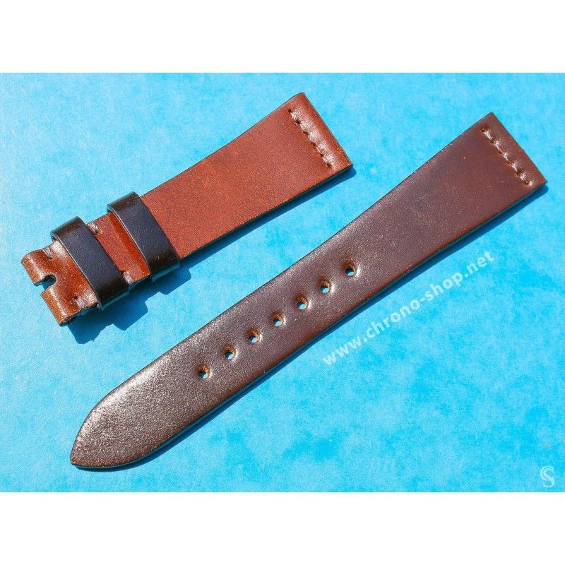 ★☆☆ BRACELET MONTRES COW BOY HORWEEN SHELL CUIR CORDOVAN ULTRA FIN 20mm COULEUR CAFÉ ★☆☆