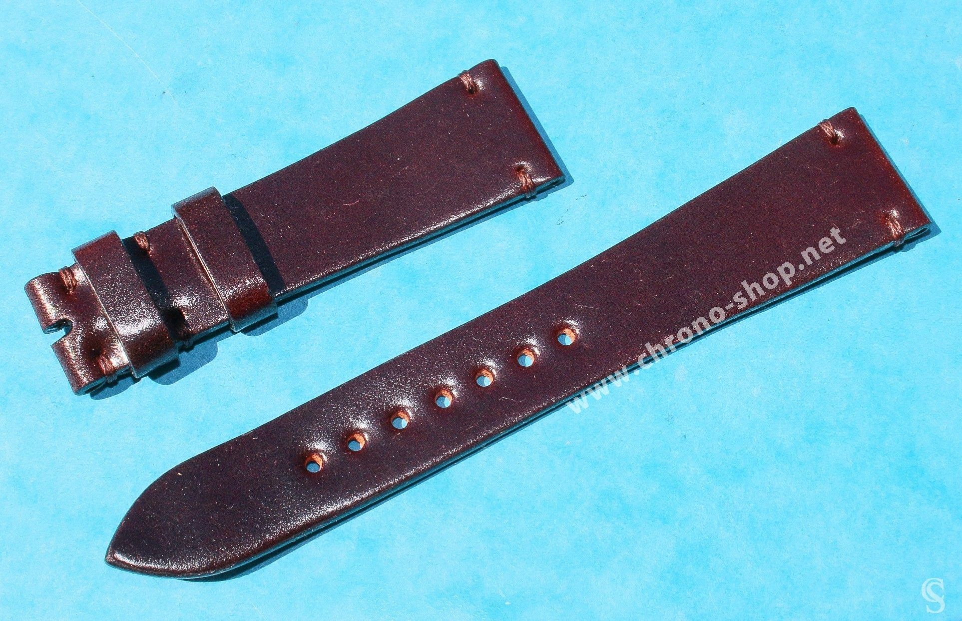 BRACELET MONTRES COW BOY HORWEEN SHELL CUIR CORDOVAN ULTRA FIN 20mm COULEUR GRENAT